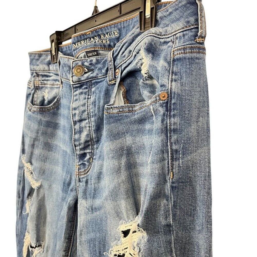 American Eagle Tomgirl Tom Girl Womens Distressed Mid Rise Stretch Jeans sz 14 - Picture 10 of 16